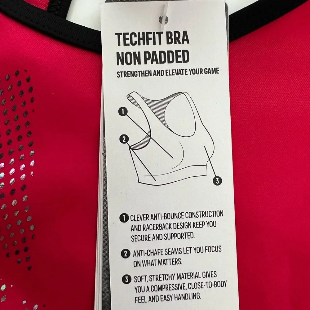 Adidas Techfit Bra Non-Padded Sz S Red & Black NWT